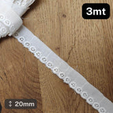 3 meters Anglaise white Lace 20mm #DEN250620Q - ACCESSOIRES LEDUC BV